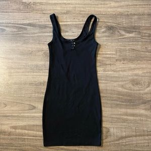 ZARA RIBBED DRESS WITH BUTTONS